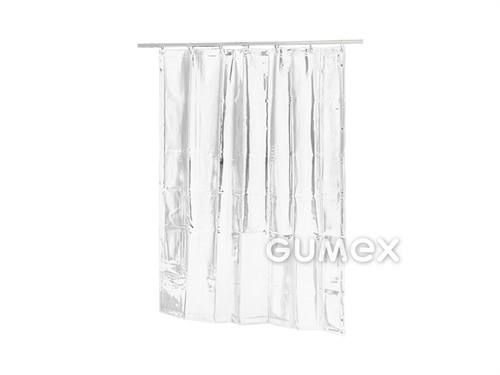 Schutzvorhang mit Stahlbügelringen, Breite 1400mm, Länge 2400mm, transparent, 